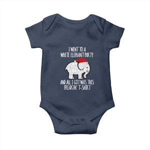 Funny White Elephant Christmas Baby Onesie I Went To A White Party And Got This Gift Exchange TS02 Navy Print Your Wear