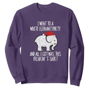 Funny White Elephant Christmas Sweatshirt I Went To A White Party And Got This Gift Exchange TS02 Purple Print Your Wear
