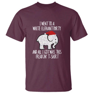 Funny White Elephant Christmas T Shirt I Went To A White Party And Got This Gift Exchange TS02 Maroon Print Your Wear