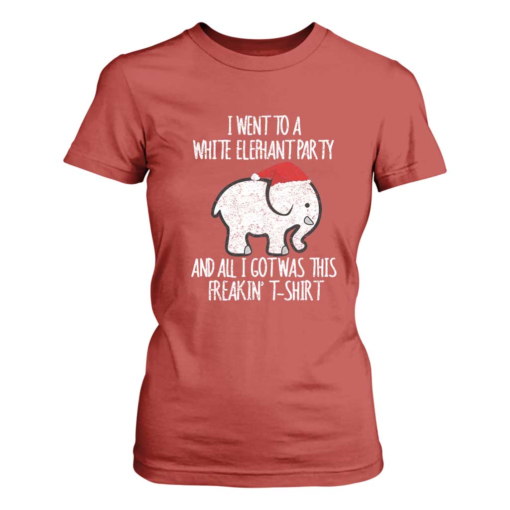 Funny White Elephant Christmas T Shirt For Women I Went To A White Party And Got This Gift Exchange TS02 Red Print Your Wear