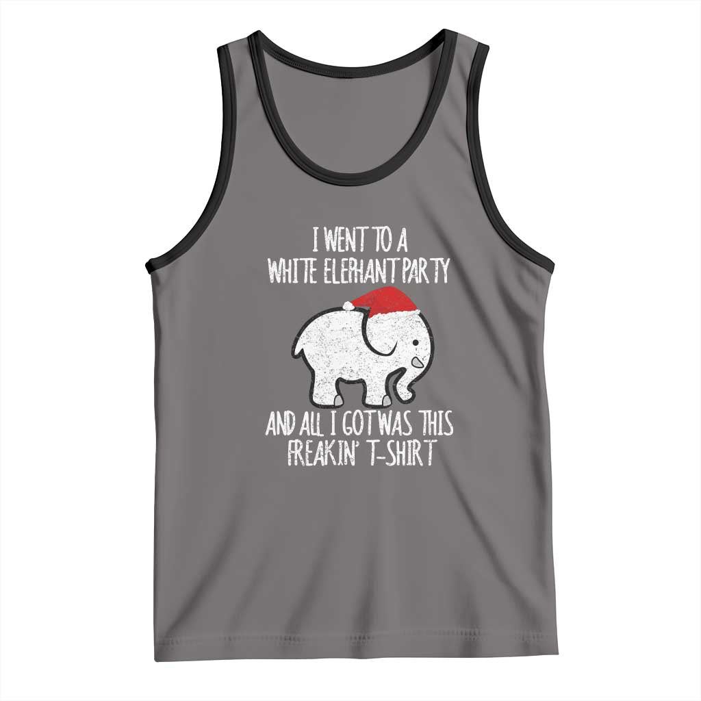 Funny White Elephant Christmas Tank Top I Went To A White Party And Got This Gift Exchange TS02 Deep Heather Black Print Your Wear