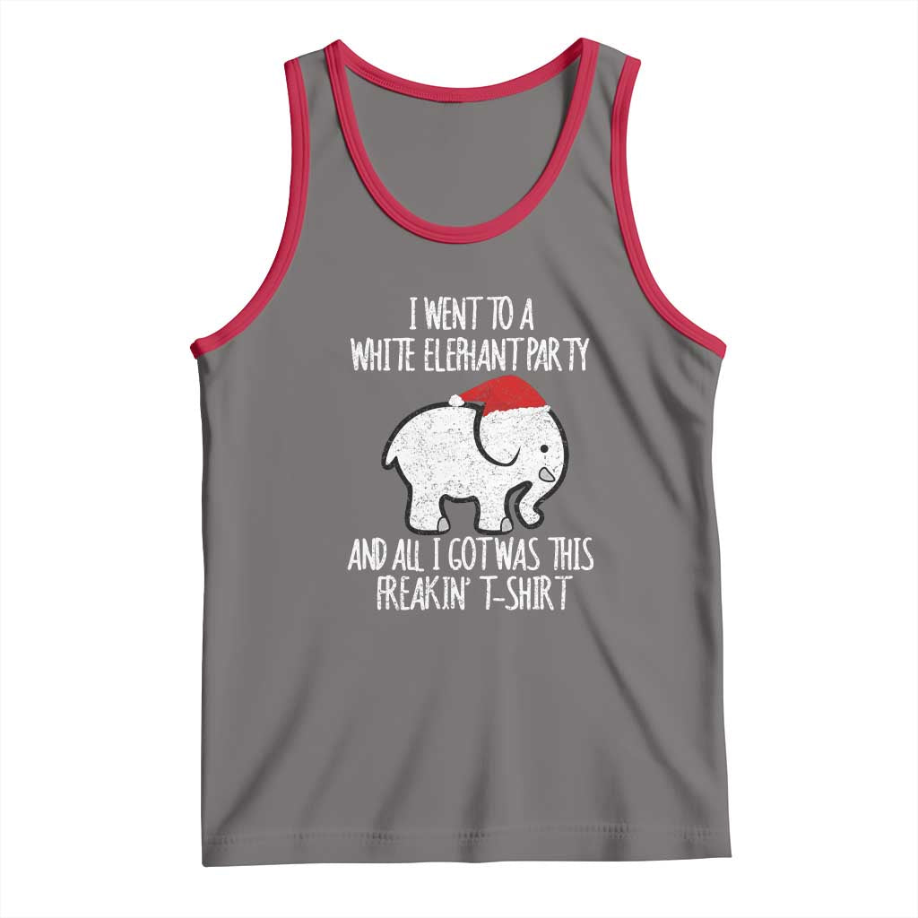 Funny White Elephant Christmas Tank Top I Went To A White Party And Got This Gift Exchange TS02 Deep Heather Red Print Your Wear
