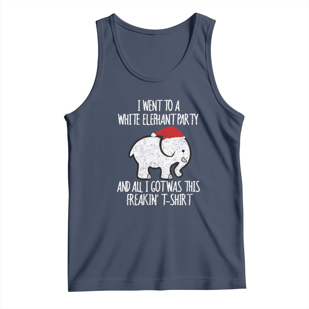 Funny White Elephant Christmas Tank Top I Went To A White Party And Got This Gift Exchange TS02 Navy Print Your Wear