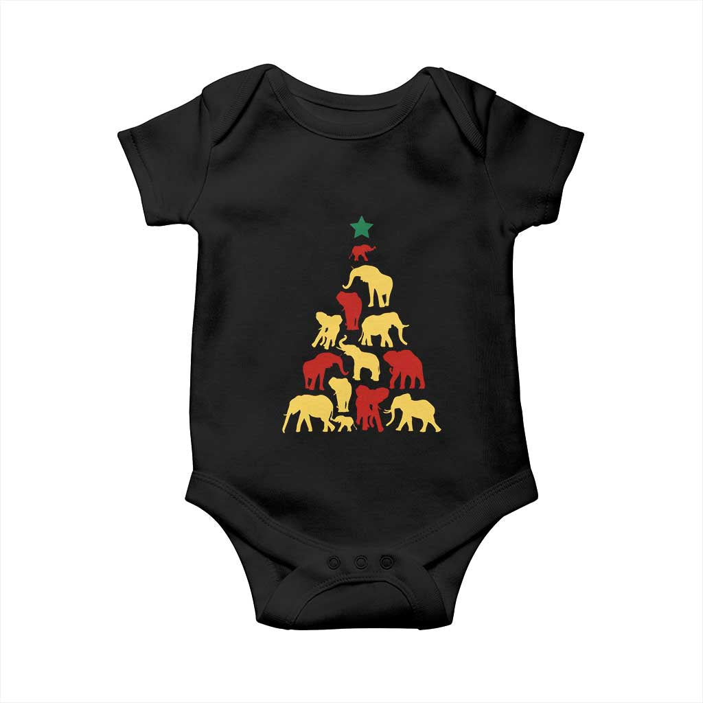 South Africa Elephant Christmas Tree Baby Onesie Safari Animals Xmas TS02 Black Print Your Wear