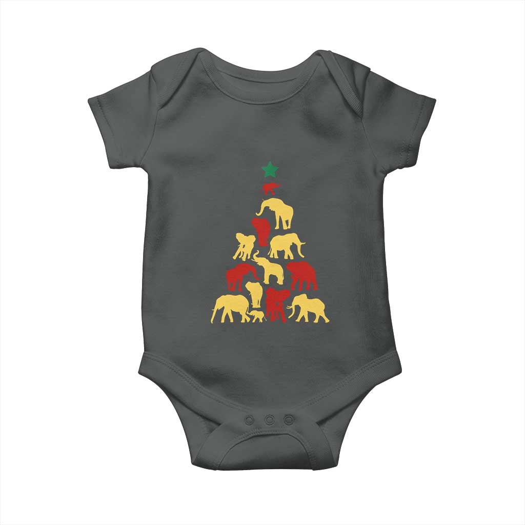 South Africa Elephant Christmas Tree Baby Onesie Safari Animals Xmas TS02 Dark Heather Print Your Wear
