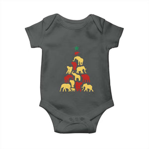 South Africa Elephant Christmas Tree Baby Onesie Safari Animals Xmas TS02 Dark Heather Print Your Wear