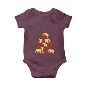 South Africa Elephant Christmas Tree Baby Onesie Safari Animals Xmas TS02 Maroon Print Your Wear