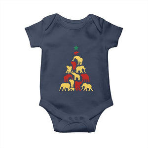 South Africa Elephant Christmas Tree Baby Onesie Safari Animals Xmas TS02 Navy Print Your Wear
