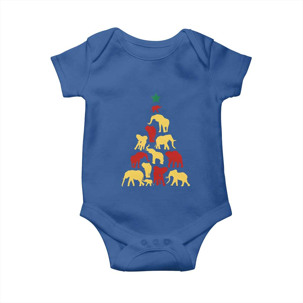 South Africa Elephant Christmas Tree Baby Onesie Safari Animals Xmas TS02 Royal Blue Print Your Wear