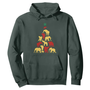 South Africa Elephant Christmas Tree Hoodie Safari Animals Xmas TS02 Dark Forest Green Print Your Wear