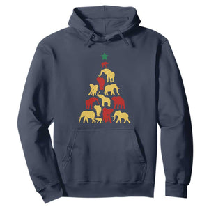 South Africa Elephant Christmas Tree Hoodie Safari Animals Xmas TS02 Navy Print Your Wear