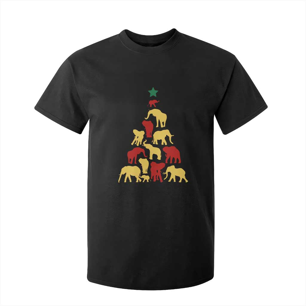 South Africa Elephant Christmas Tree T Shirt For Kid Safari Animals Xmas TS02 Black Print Your Wear