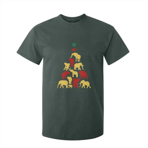 South Africa Elephant Christmas Tree T Shirt For Kid Safari Animals Xmas TS02 Dark Forest Green Print Your Wear
