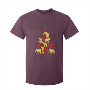 South Africa Elephant Christmas Tree T Shirt For Kid Safari Animals Xmas TS02 Maroon Print Your Wear