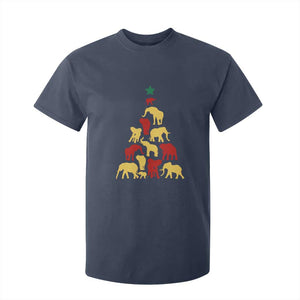 South Africa Elephant Christmas Tree T Shirt For Kid Safari Animals Xmas TS02 Navy Print Your Wear