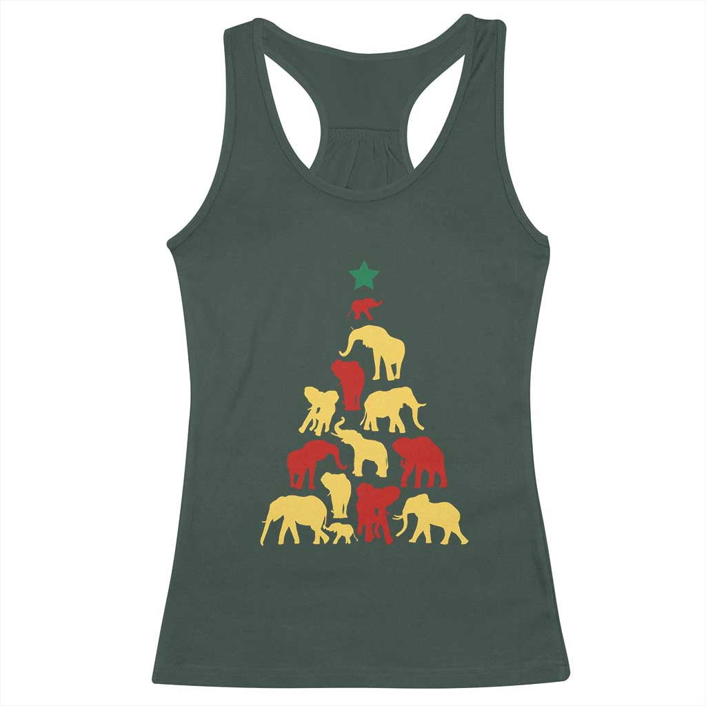 South Africa Elephant Christmas Tree Racerback Tank Top Safari Animals Xmas TS02 Dark Forest Green Print Your Wear