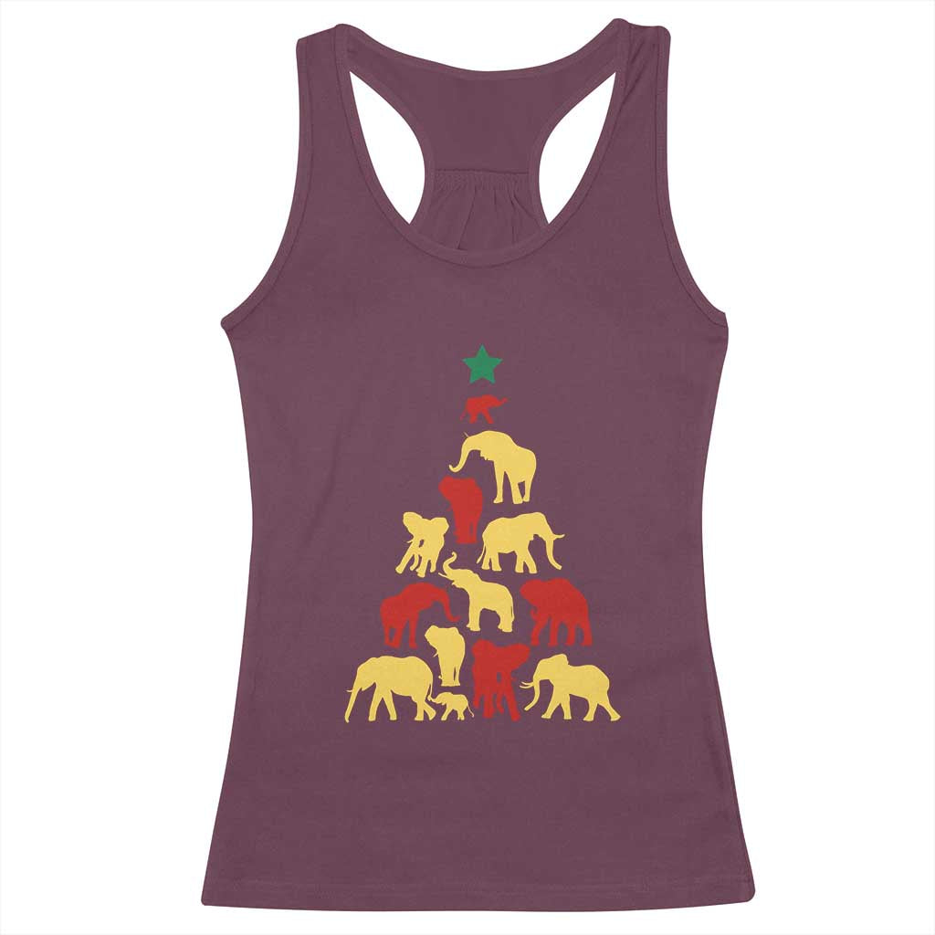 South Africa Elephant Christmas Tree Racerback Tank Top Safari Animals Xmas TS02 Maroon Print Your Wear