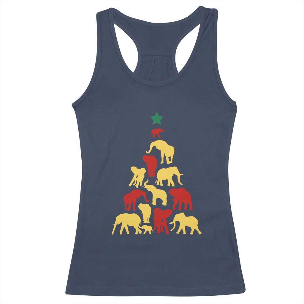 South Africa Elephant Christmas Tree Racerback Tank Top Safari Animals Xmas TS02 Navy Print Your Wear