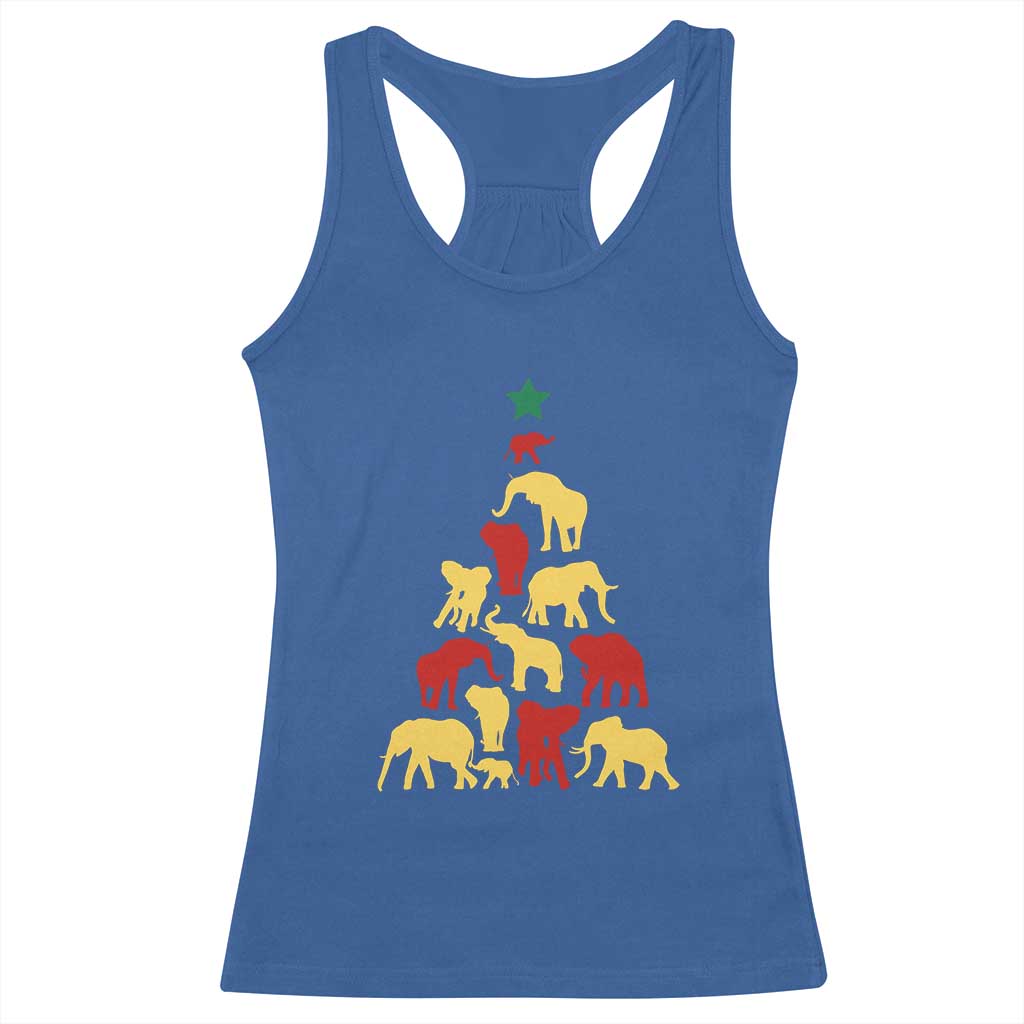 South Africa Elephant Christmas Tree Racerback Tank Top Safari Animals Xmas TS02 Royal Blue Print Your Wear