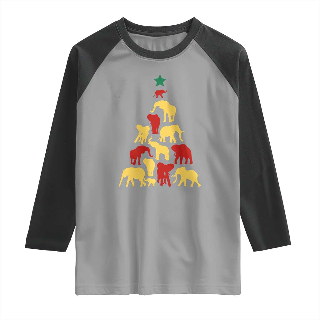 South Africa Elephant Christmas Tree Raglan Shirt Safari Animals Xmas TS02 Sport Gray Black Print Your Wear