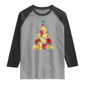 South Africa Elephant Christmas Tree Raglan Shirt Safari Animals Xmas TS02 Sport Gray Black Print Your Wear