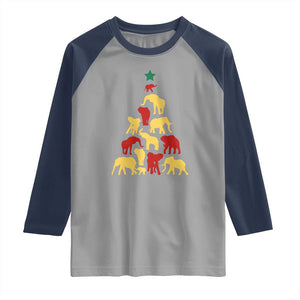 South Africa Elephant Christmas Tree Raglan Shirt Safari Animals Xmas TS02 Sport Gray Navy Print Your Wear