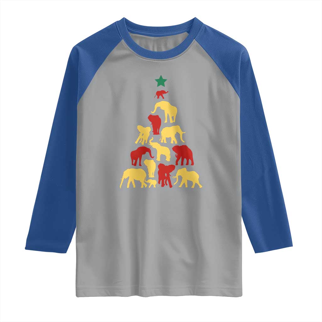 South Africa Elephant Christmas Tree Raglan Shirt Safari Animals Xmas TS02 Sport Gray Royal Print Your Wear