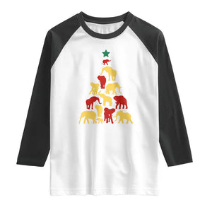 South Africa Elephant Christmas Tree Raglan Shirt Safari Animals Xmas TS02 White Black Print Your Wear