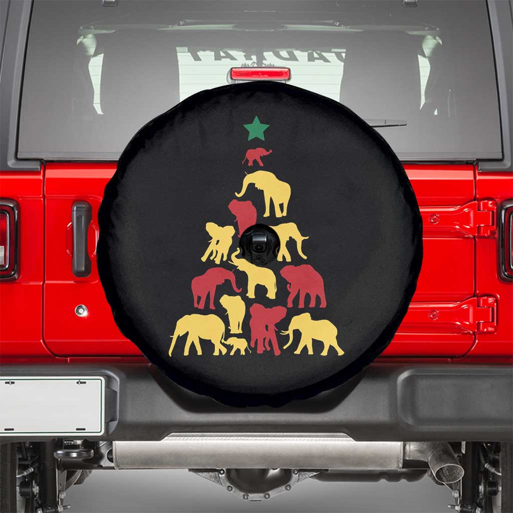 South Africa Elephant Christmas Tree Spare Tire Cover Safari Animals Xmas TS02 Black Print Your Wear