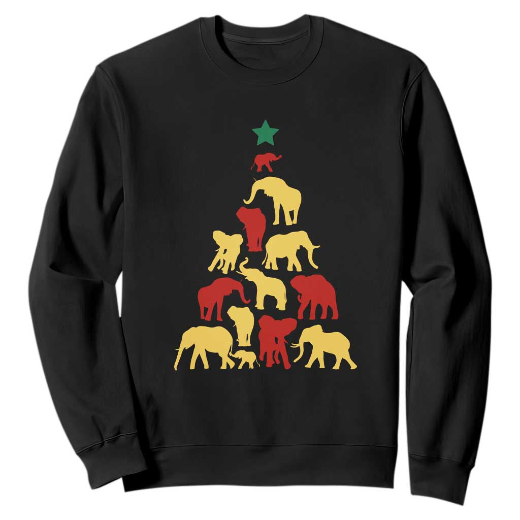 South Africa Elephant Christmas Tree Sweatshirt Safari Animals Xmas TS02 Black Print Your Wear