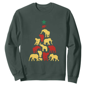 South Africa Elephant Christmas Tree Sweatshirt Safari Animals Xmas TS02 Dark Forest Green Print Your Wear
