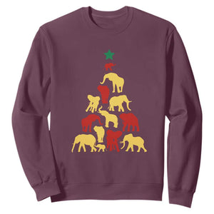 South Africa Elephant Christmas Tree Sweatshirt Safari Animals Xmas TS02 Maroon Print Your Wear