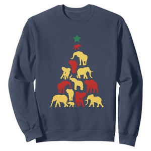 South Africa Elephant Christmas Tree Sweatshirt Safari Animals Xmas TS02 Navy Print Your Wear