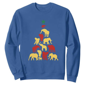 South Africa Elephant Christmas Tree Sweatshirt Safari Animals Xmas TS02 Royal Blue Print Your Wear