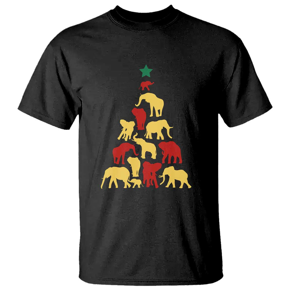 South Africa Elephant Christmas Tree T Shirt Safari Animals Xmas TS02 Black Print Your Wear