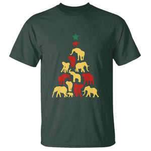 South Africa Elephant Christmas Tree T Shirt Safari Animals Xmas TS02 Dark Forest Green Print Your Wear