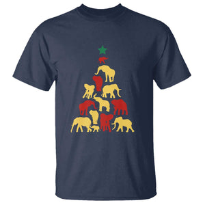 South Africa Elephant Christmas Tree T Shirt Safari Animals Xmas TS02 Navy Print Your Wear