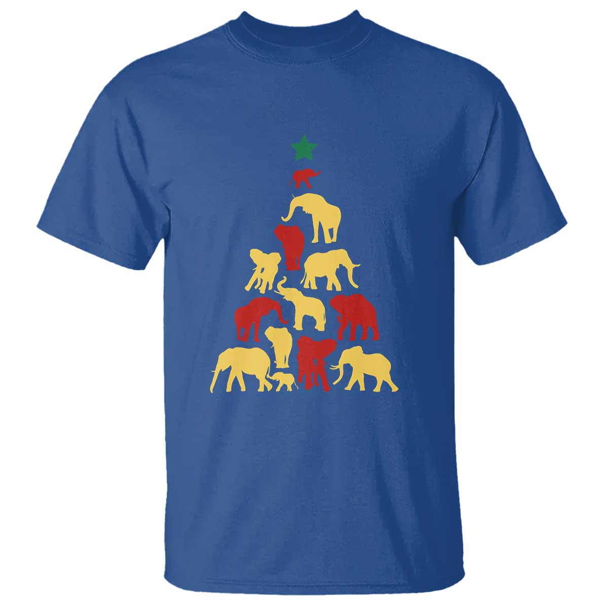 South Africa Elephant Christmas Tree T Shirt Safari Animals Xmas TS02 Royal Blue Print Your Wear