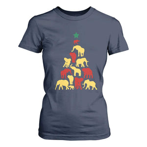 South Africa Elephant Christmas Tree T Shirt For Women Safari Animals Xmas TS02 Navy Print Your Wear