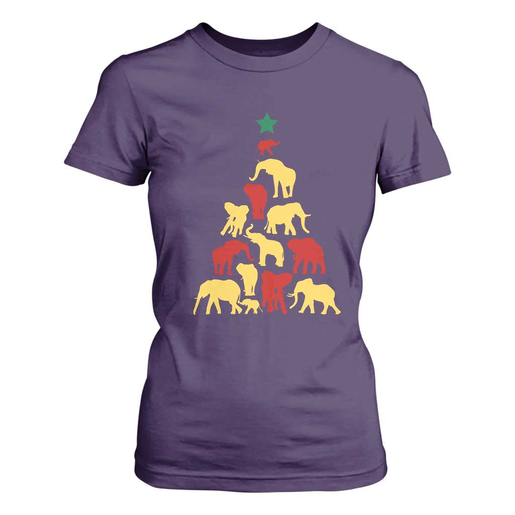 South Africa Elephant Christmas Tree T Shirt For Women Safari Animals Xmas TS02 Purple Print Your Wear