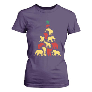 South Africa Elephant Christmas Tree T Shirt For Women Safari Animals Xmas TS02 Purple Print Your Wear