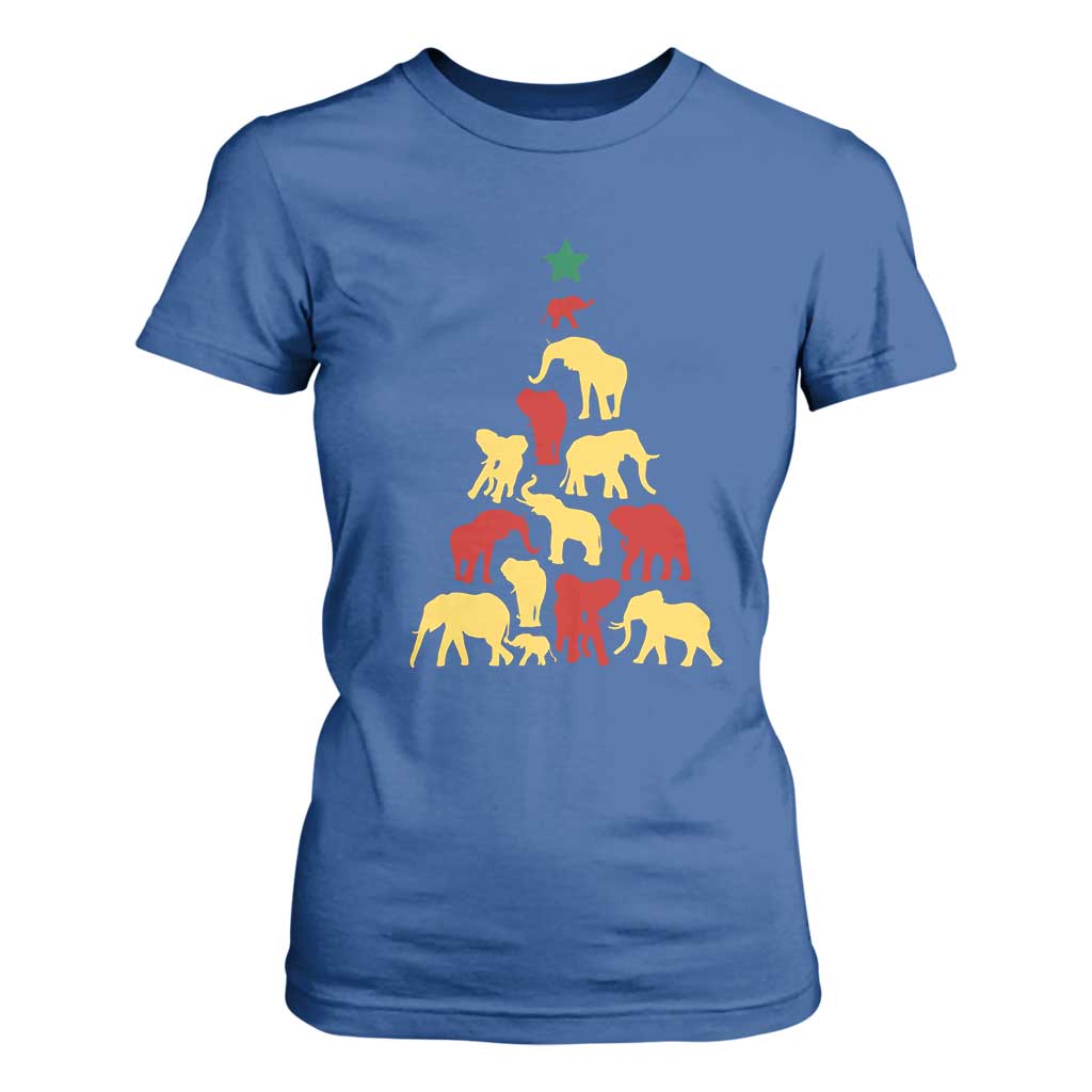 South Africa Elephant Christmas Tree T Shirt For Women Safari Animals Xmas TS02 Royal Blue Print Your Wear