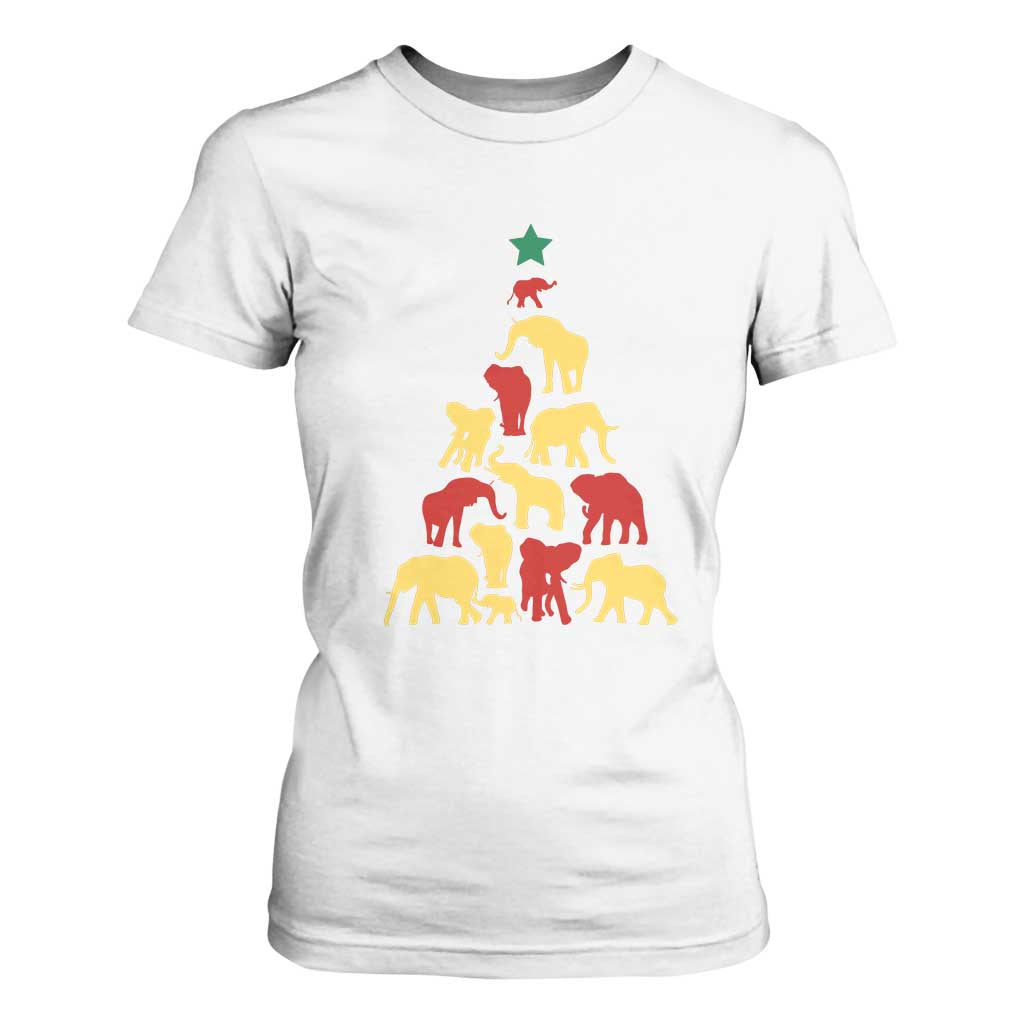South Africa Elephant Christmas Tree T Shirt For Women Safari Animals Xmas TS02 White Print Your Wear