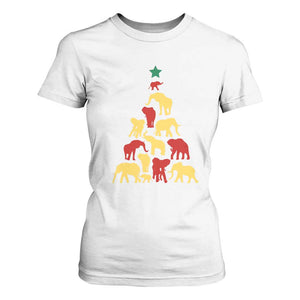 South Africa Elephant Christmas Tree T Shirt For Women Safari Animals Xmas TS02 White Print Your Wear