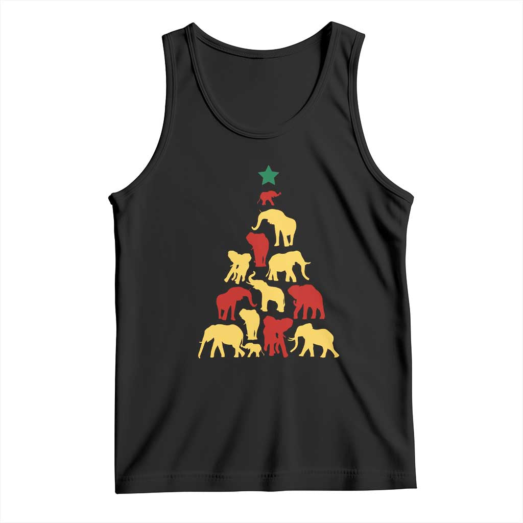 South Africa Elephant Christmas Tree Tank Top Safari Animals Xmas TS02 Black Print Your Wear