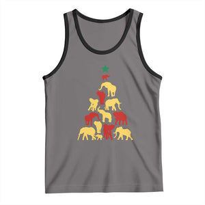 South Africa Elephant Christmas Tree Tank Top Safari Animals Xmas TS02 Deep Heather Black Print Your Wear
