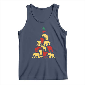 South Africa Elephant Christmas Tree Tank Top Safari Animals Xmas TS02 Navy Print Your Wear