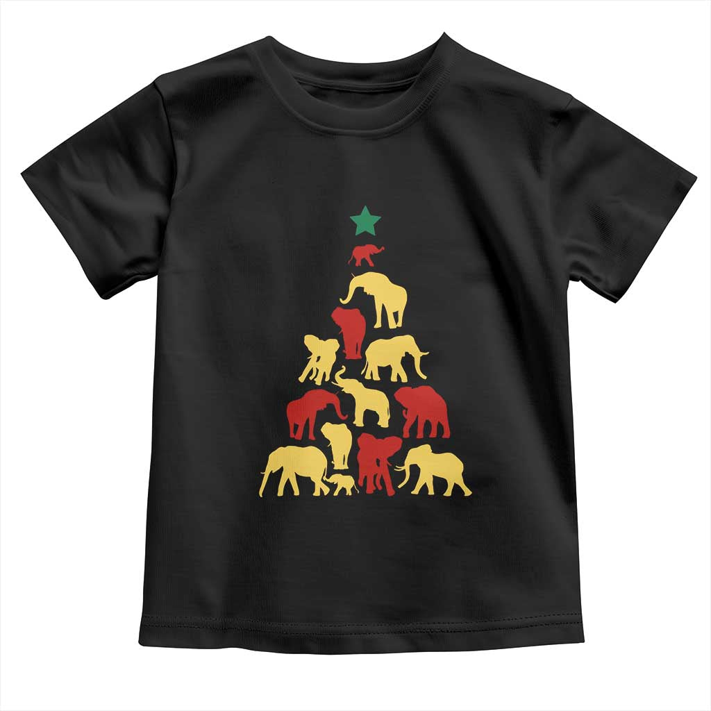 South Africa Elephant Christmas Tree Toddler T Shirt Safari Animals Xmas TS02 Black Print Your Wear