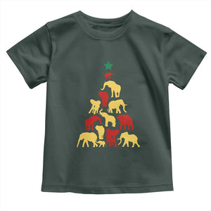 South Africa Elephant Christmas Tree Toddler T Shirt Safari Animals Xmas TS02 Dark Forest Green Print Your Wear