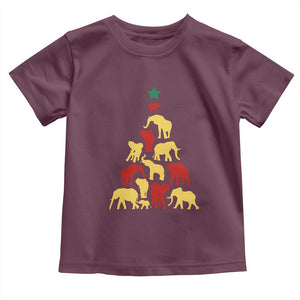 South Africa Elephant Christmas Tree Toddler T Shirt Safari Animals Xmas TS02 Maroon Print Your Wear